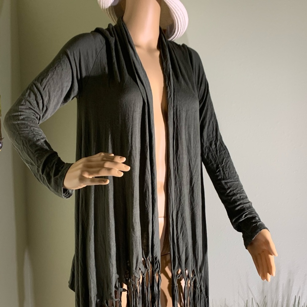 Large Gray long sleeves long cardigan hearts&hips
